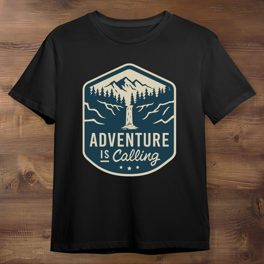 Camping Adventure is Calling Black T-shirt