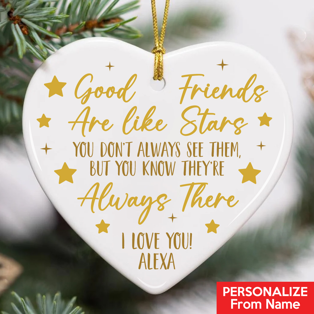 Good Friends Personalized Ceramic Heart Ornament
