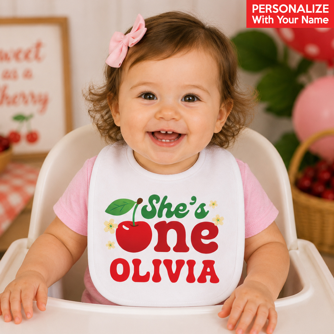 Cherry 1st Birthday ONE Personalized Bib