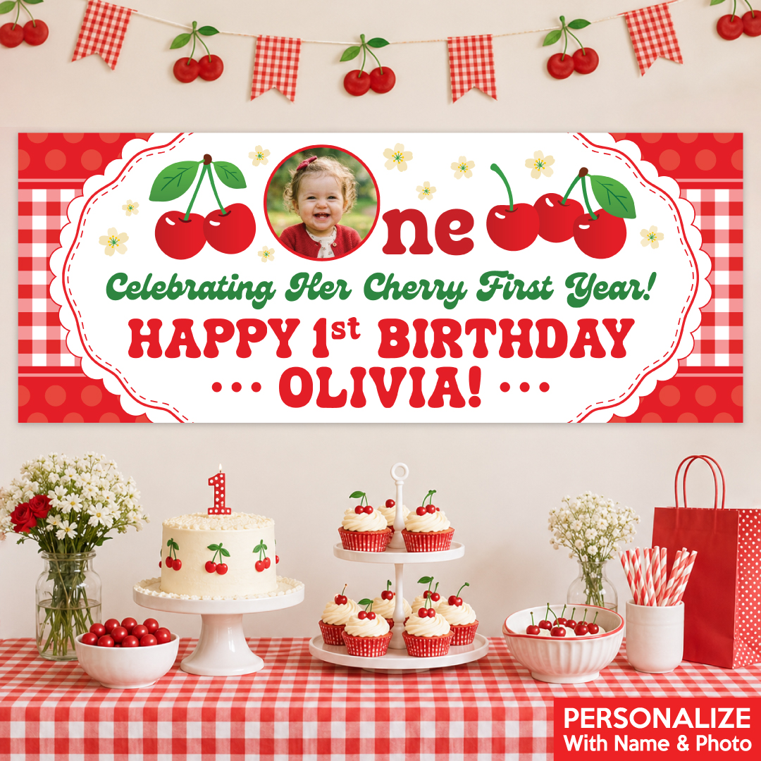 Cherry 1st PERSONALIZED PHOTO Giant Vinyl Keepsake Banner