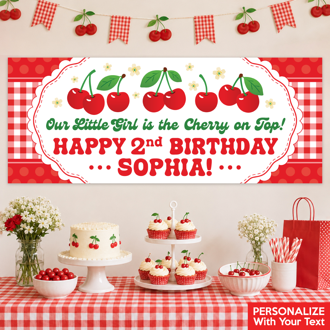 Cherry 1st PERSONALIZED PHOTO Giant Vinyl Keepsake Banner
