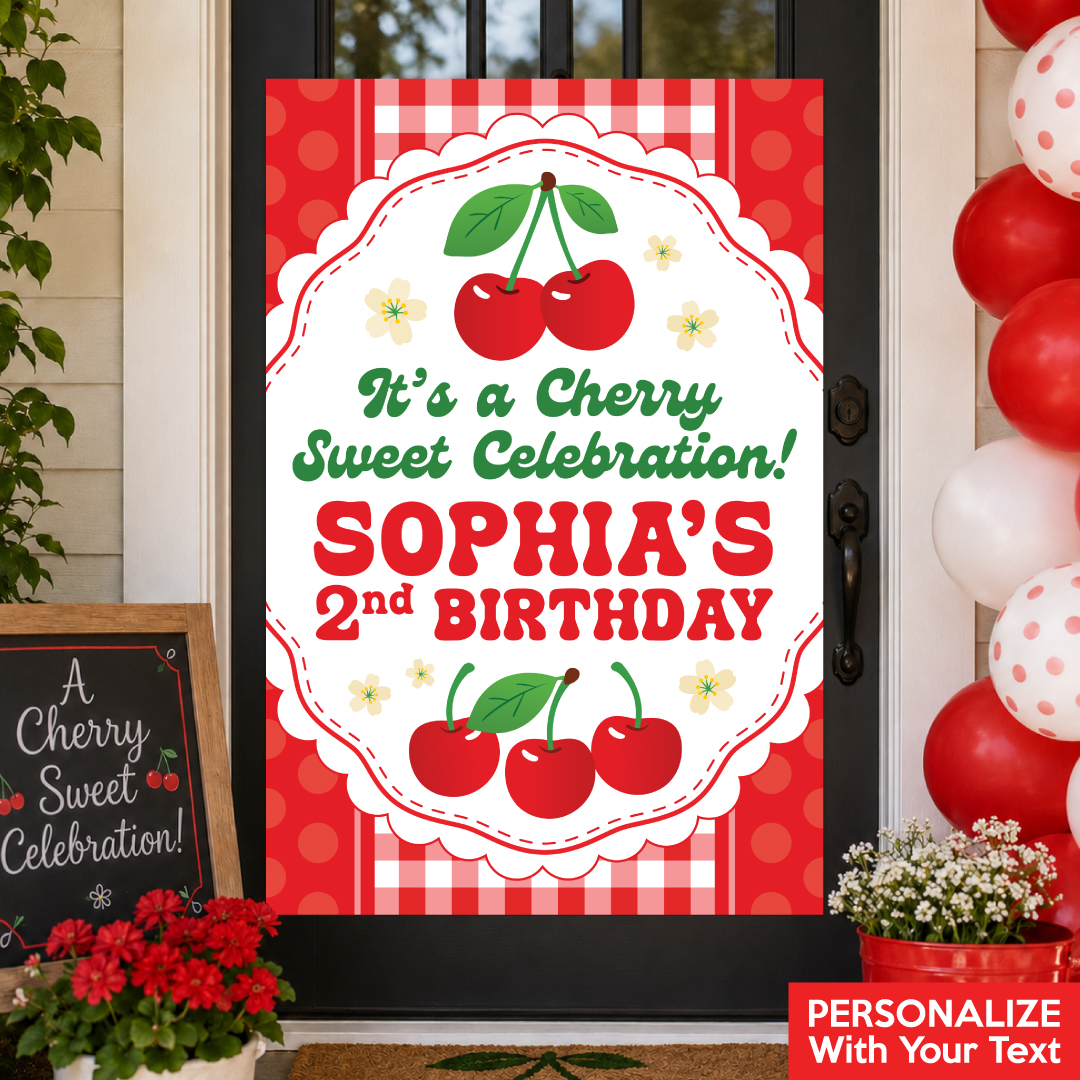 Cherry Birthday PERSONALIZED Giant Vinyl Door Sign