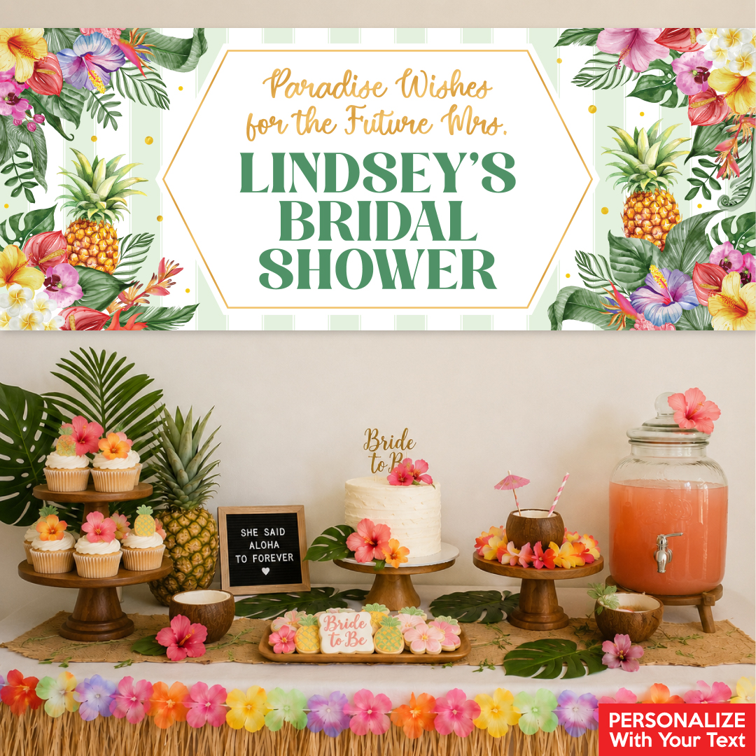 Aloha Bridal Shower PERSONALIZED Giant Vinyl Keepsake Banner