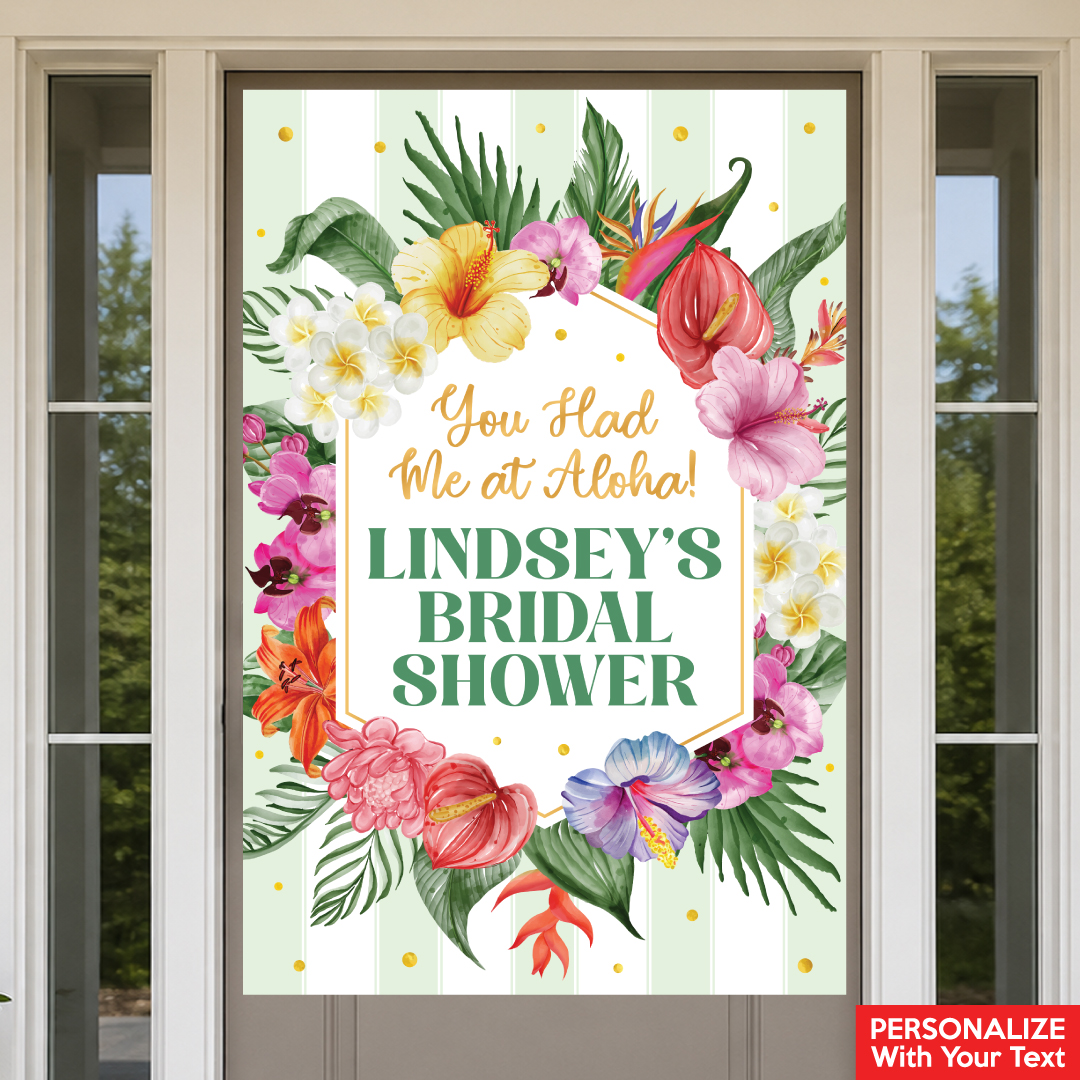 Chic Aloha Bridal Shower PERSONALIZED Giant Vinyl Door Sign
