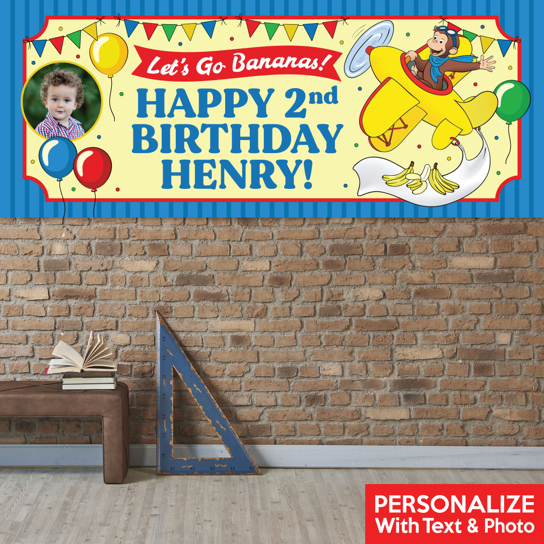 Curious George PHOTO PERSONALIZED Vinyl Keepsake Banner