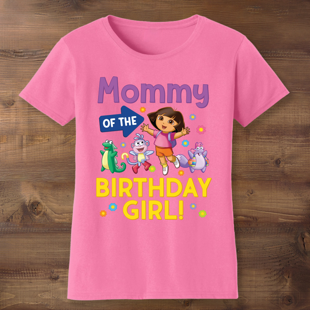 Mommy of the Birthday Girl Dora Dark Pink T-shirt