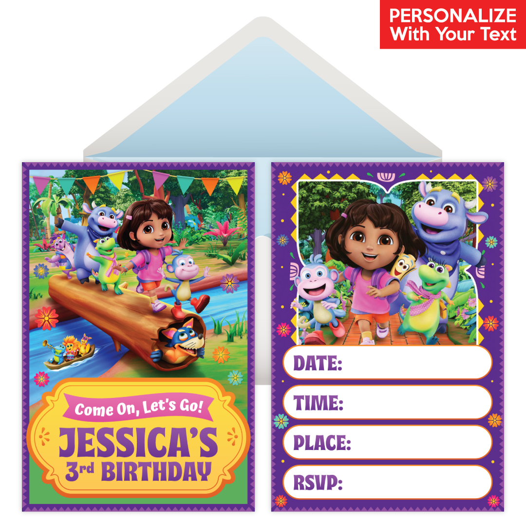 *Dora Fun 3D PERSONALIZED Invitations - 8 Pack