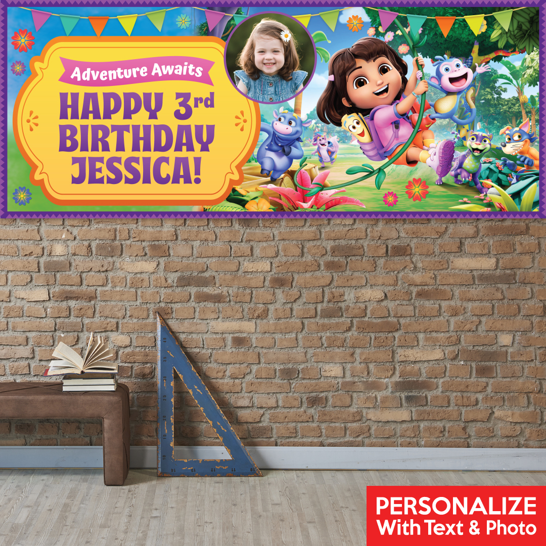 Dora Fun 3D PHOTO PERSONALIZED Giant Vinyl Keepsake Banner