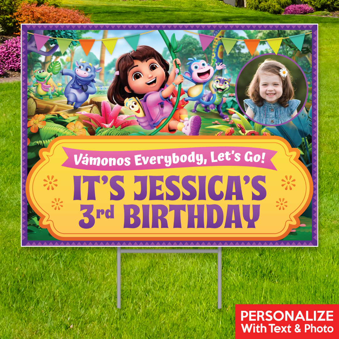 Dora Fun 3D Photo All Weather PERSONALIZED BIG Yard Sign