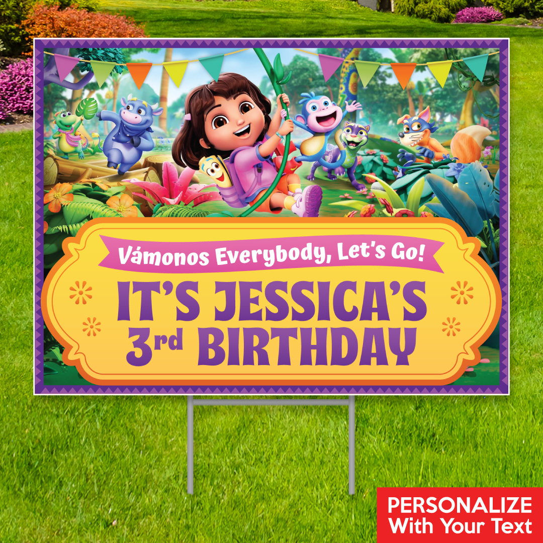 Dora Fun 3D All Weather PERSONALIZED Large Yard Sign