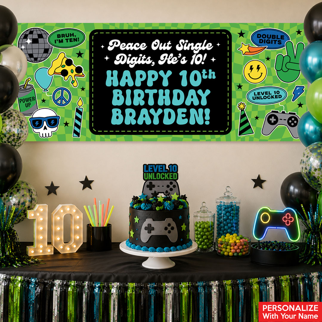10th Birthday Boy PERSONALIZED Giant Vinyl Banner