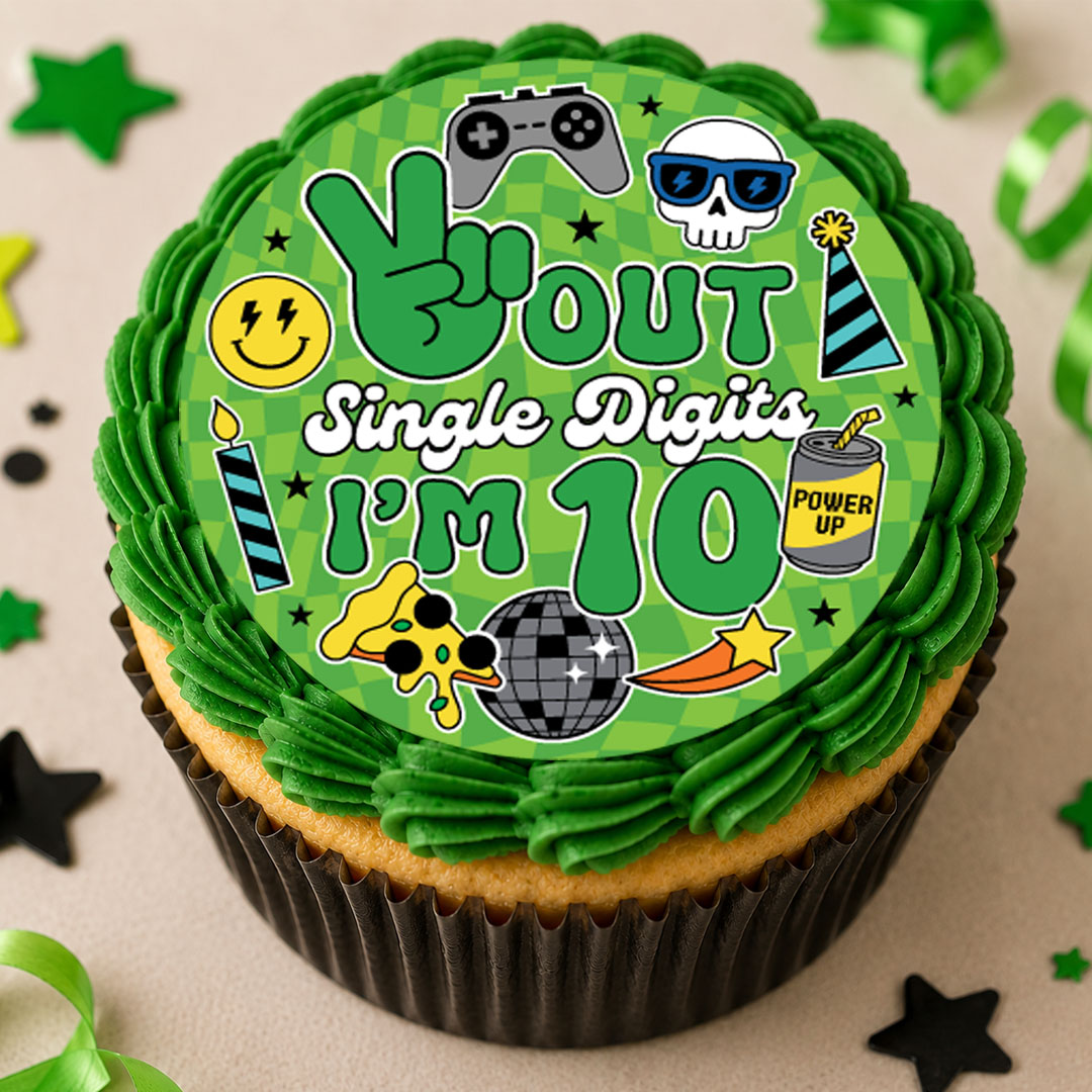 10th Birthday Boy Cupcake Icing Toppers 12pk