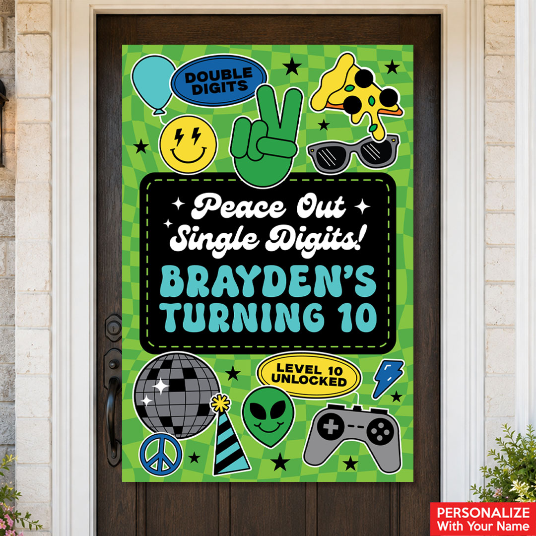 10th Birthday Boy PERSONALIZED Giant Vinyl Door Sign
