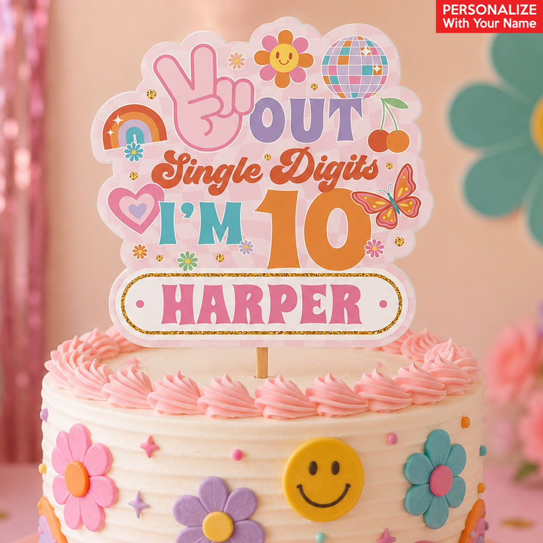 10th Birthday Girl PERSONALIZED Cake Pick Topper