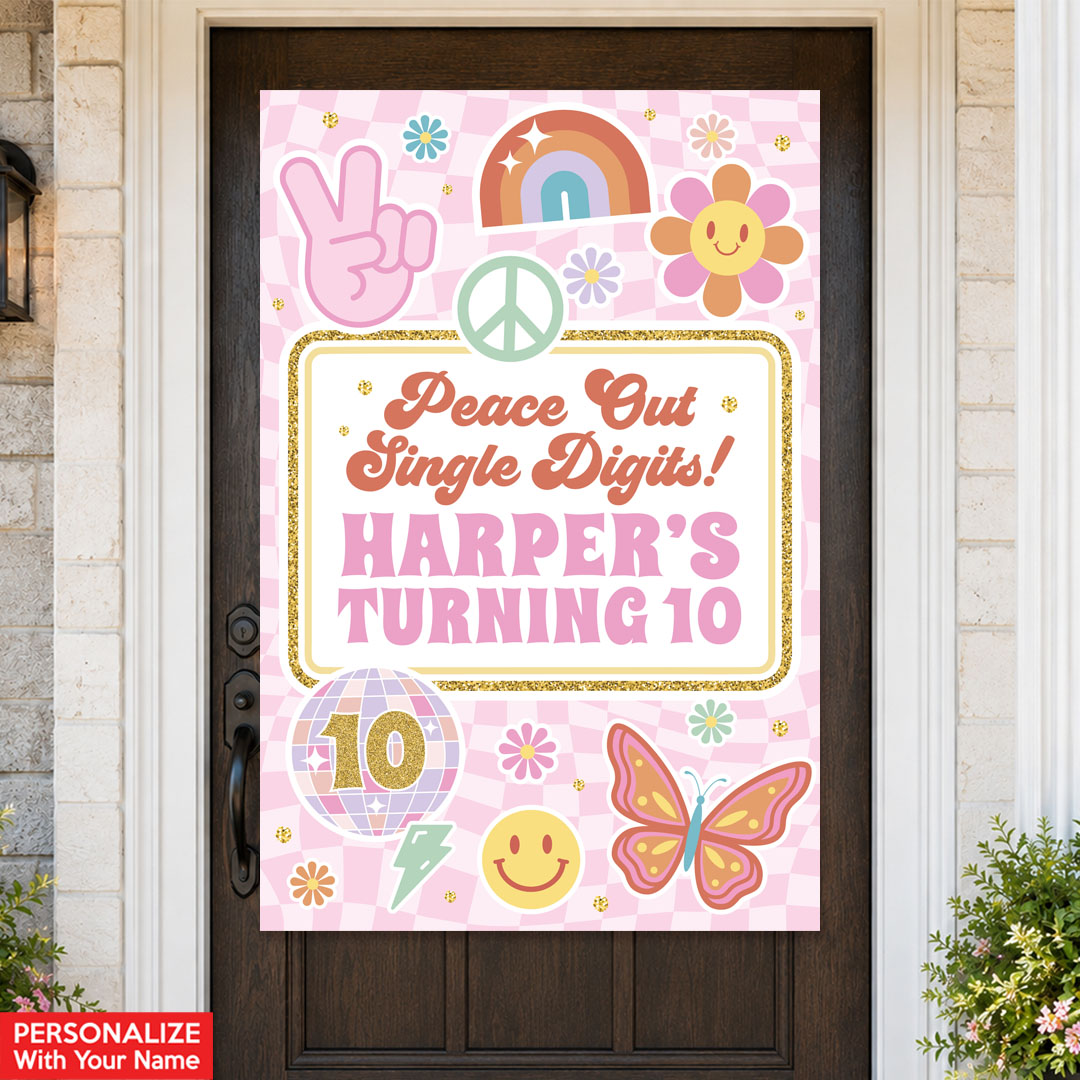 10th Birthday Girl PERSONALIZED Giant Vinyl Door Sign