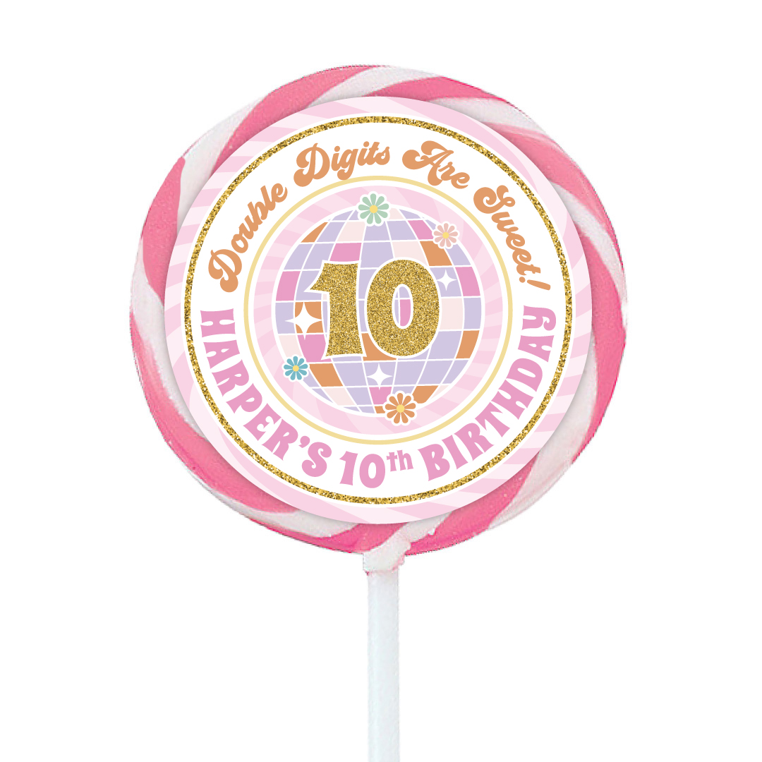 10th Birthday Girl PERSONALIZED Lollipops - 12 Pk
