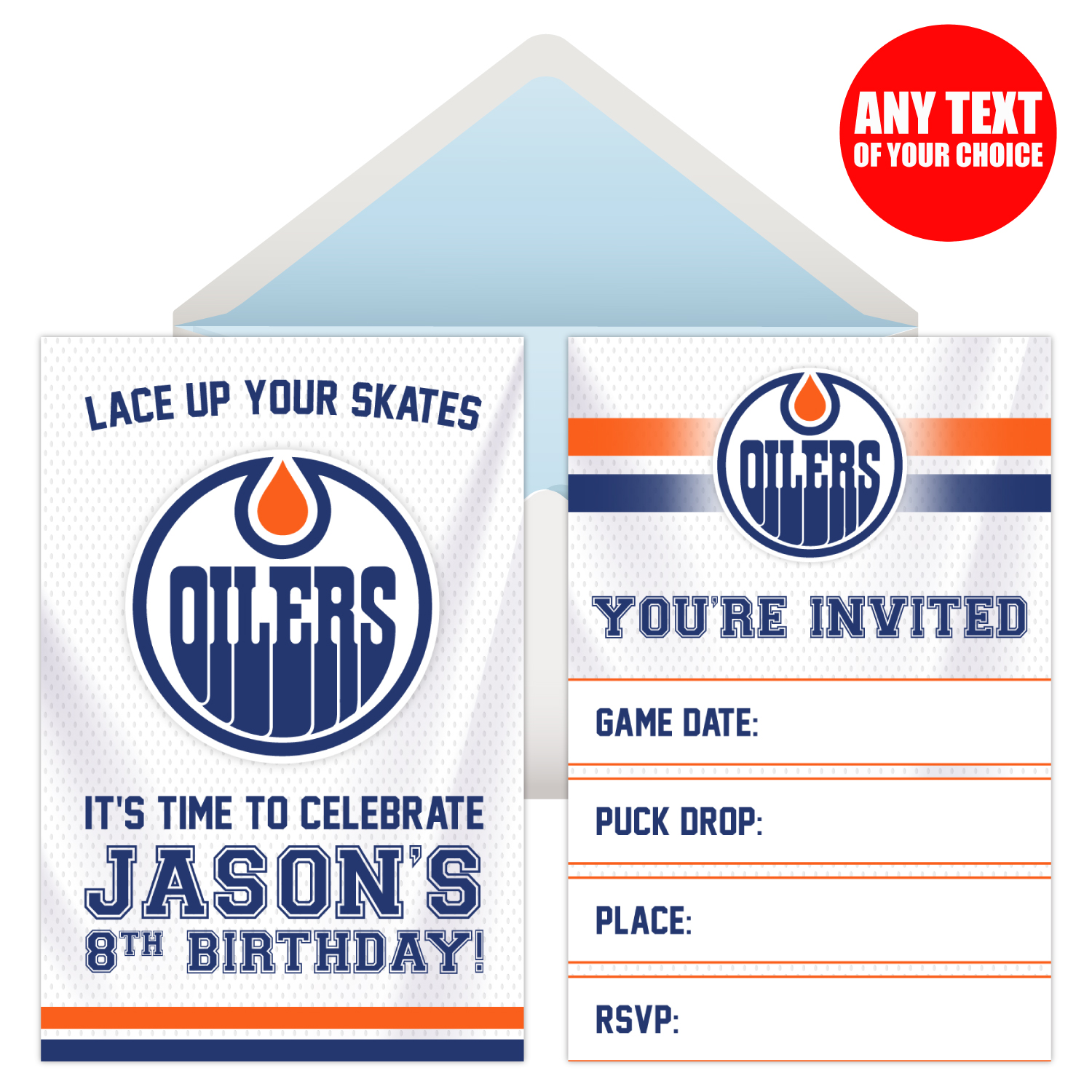 Edmonton Oilers Photo Birthday Invitation NHL Hockey
