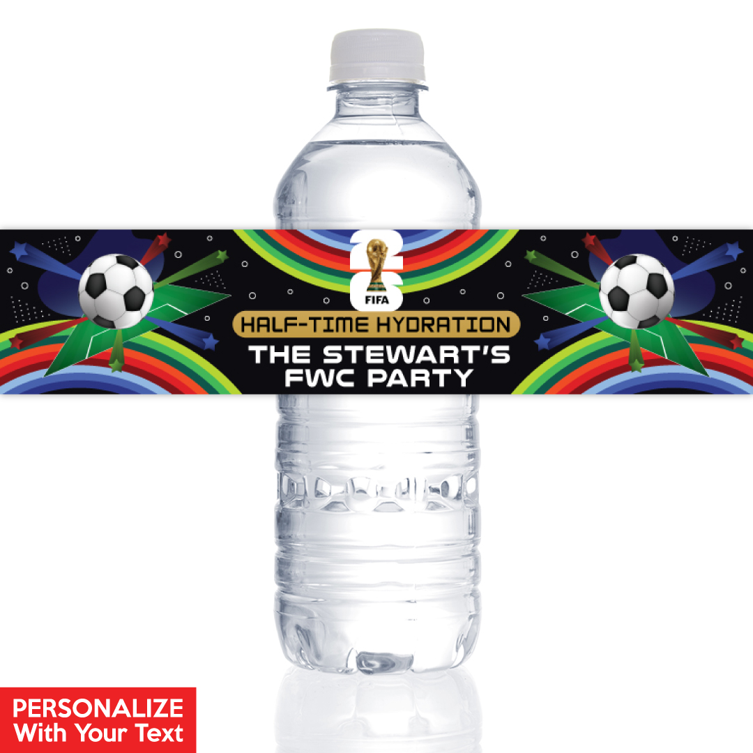 FIFA World Cup Soccer PERSONALIZED VINYL Bottle Labels - 10 PK