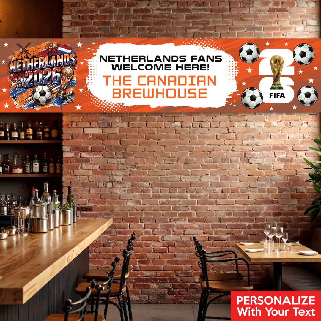 Netherlands FIFA World Cup Soccer PERSONALIZED Vinyl Banner