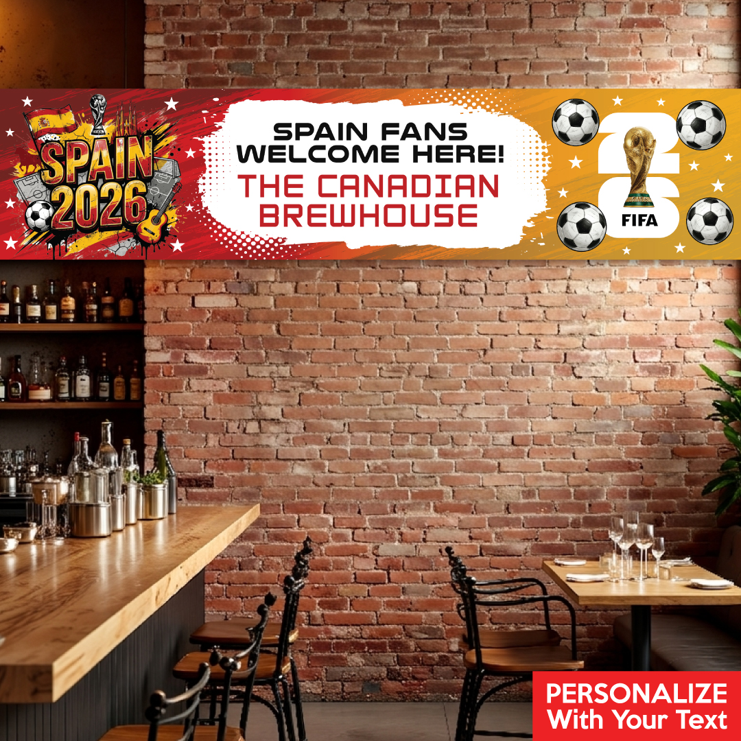 Spain FIFA World Cup Soccer PERSONALIZED Vinyl Banner