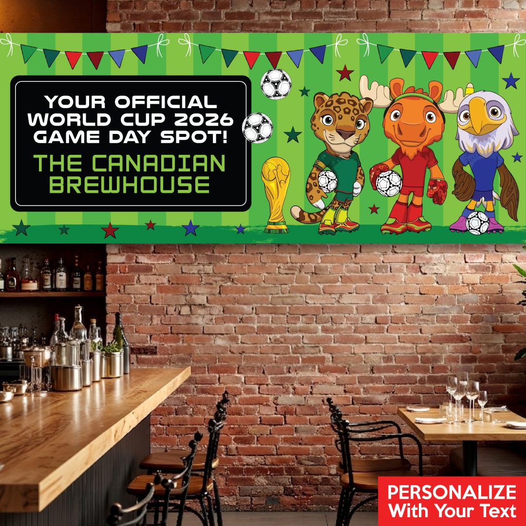 Mascot FIFA World Cup Soccer PERSONALIZED Giant Vinyl Banner