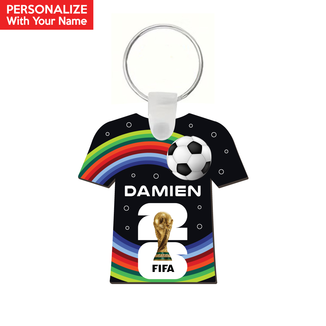 FIFA World Cup Soccer Personalized Name Shirt-Shaped Wood Keychain