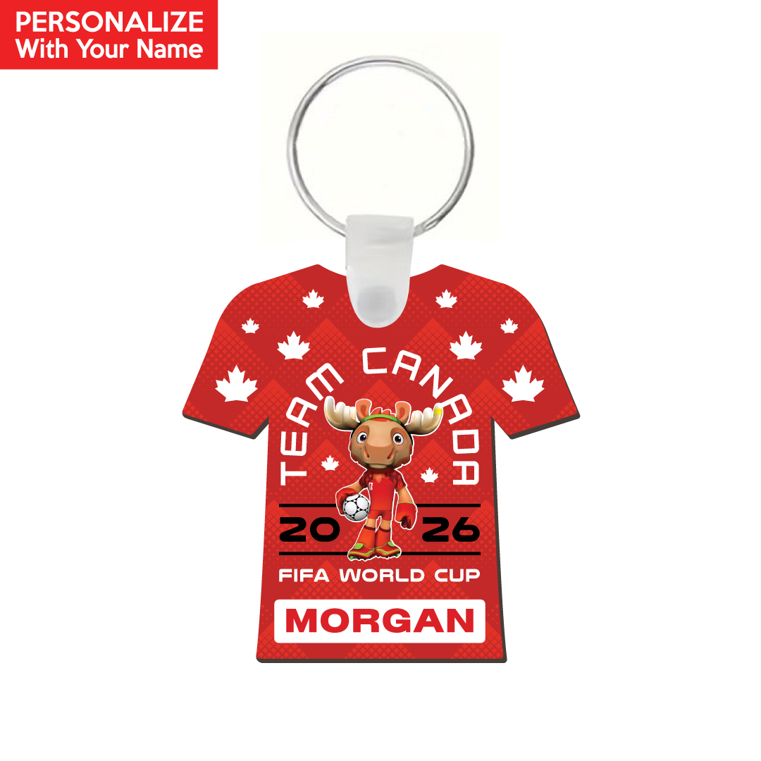 Soccer Team Canada Maple Moose Wood Personalized Keychain