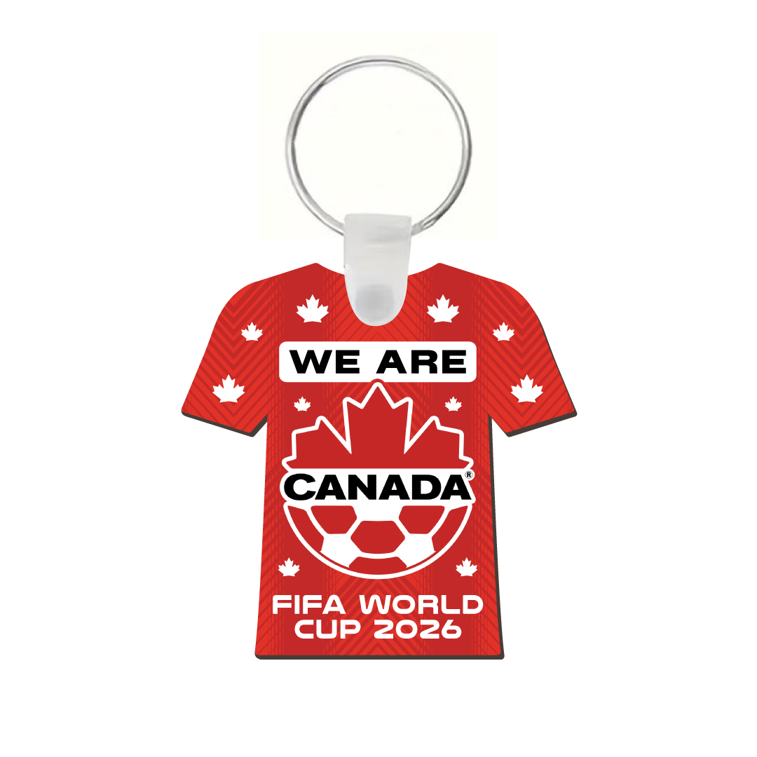 Soccer FIFA Cup We Are Canada Shirt-Shaped Wood Keychain