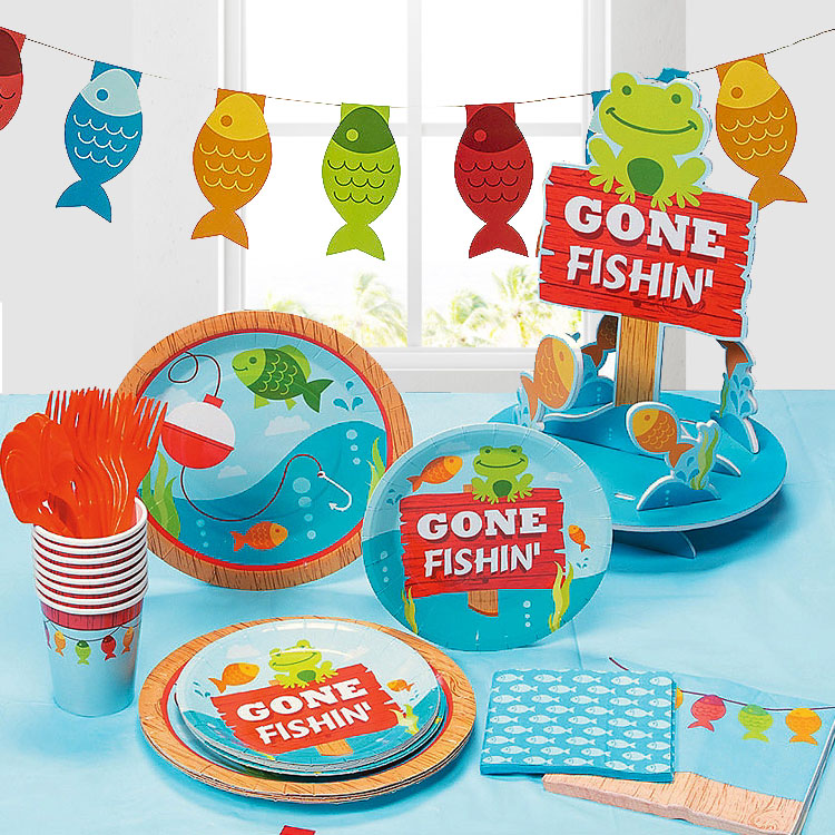 Fishing Party Decorations Disposable Tablecloth Gone Fishing