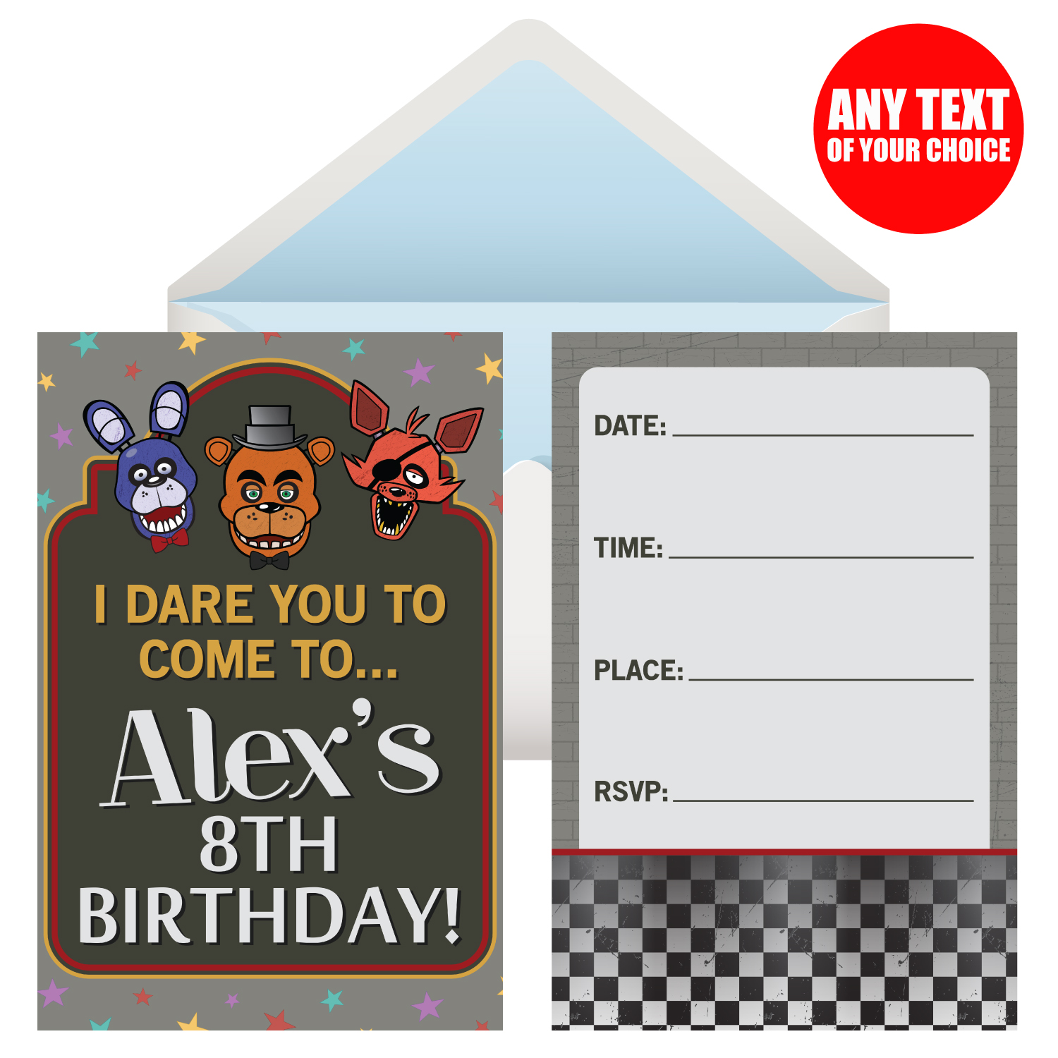 Personalised FNAF Birthday Party Invitations