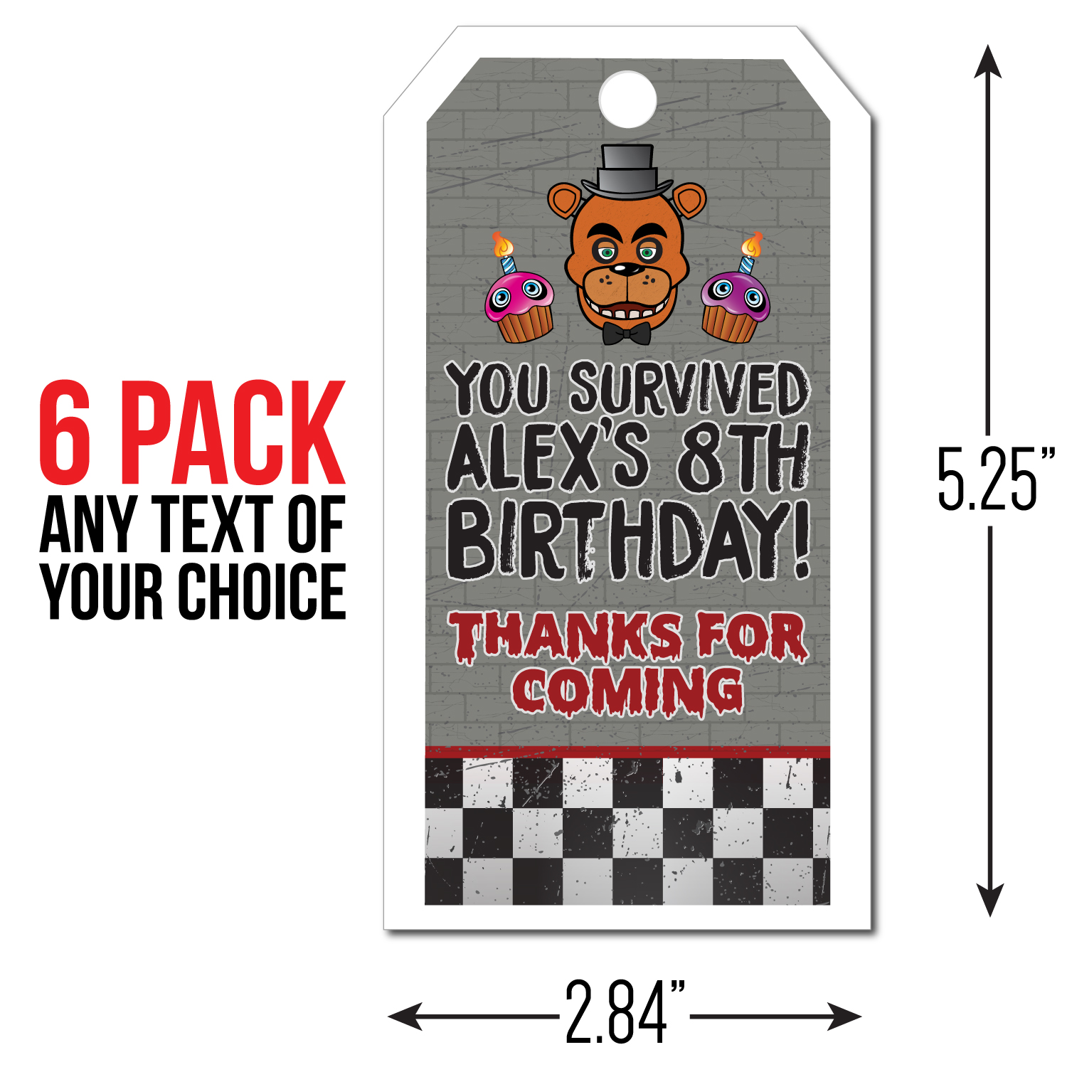 FNAF Party Thank You Tag Five Nights at Freddy's Goodie Bag Tag Security  Breach Thank You Card Personalized Digital 