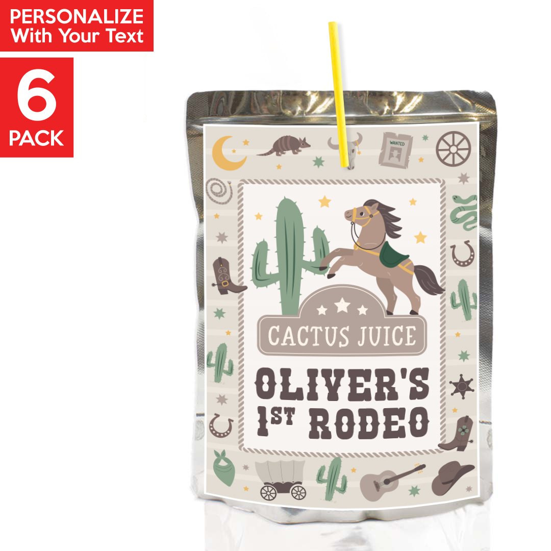 My First Rodeo PERSONALIZED VINYL Juice Labels - 6 PK