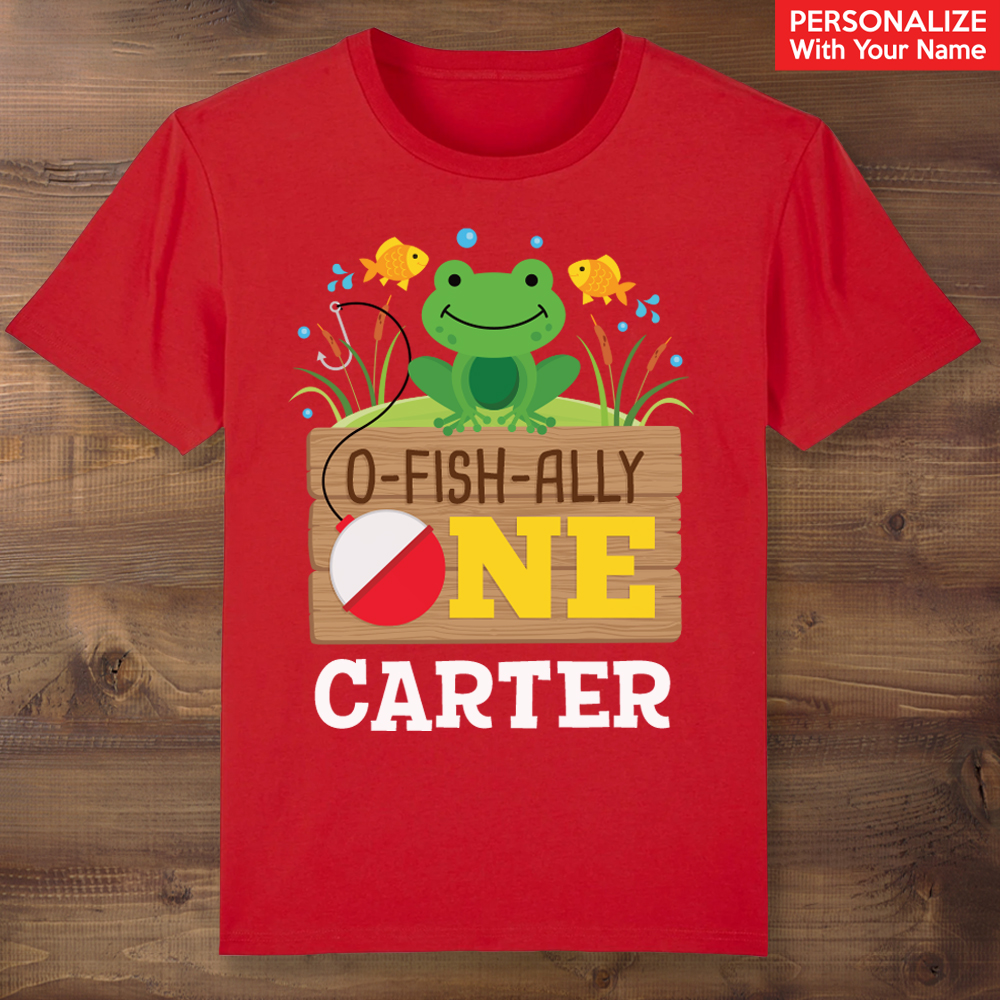 O-Fish-ally ONE Personalized Red T-shirt