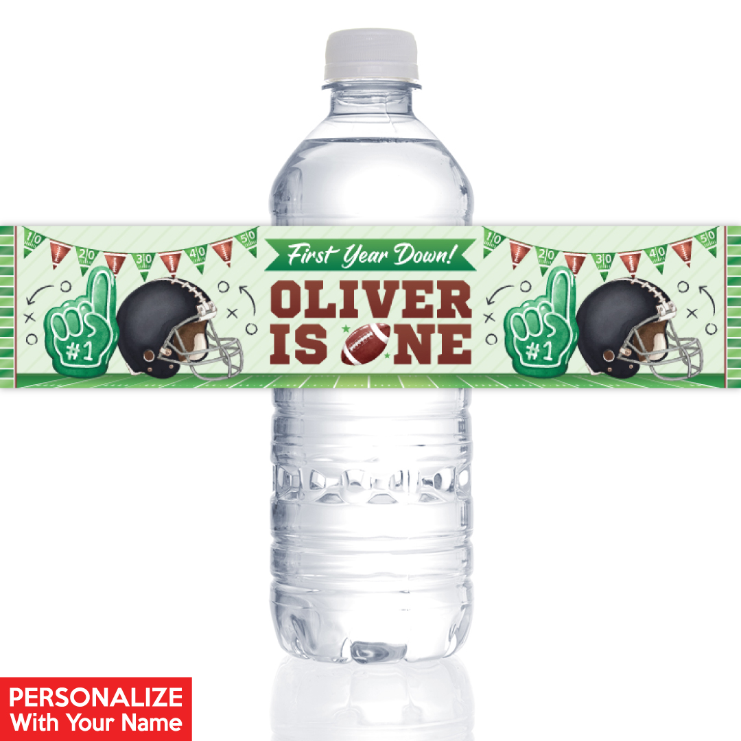 Football PERSONALIZED VINYL Bottle Labels - 10 PK