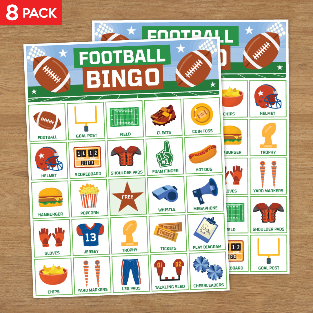 Football Bingo Party Game for 8
