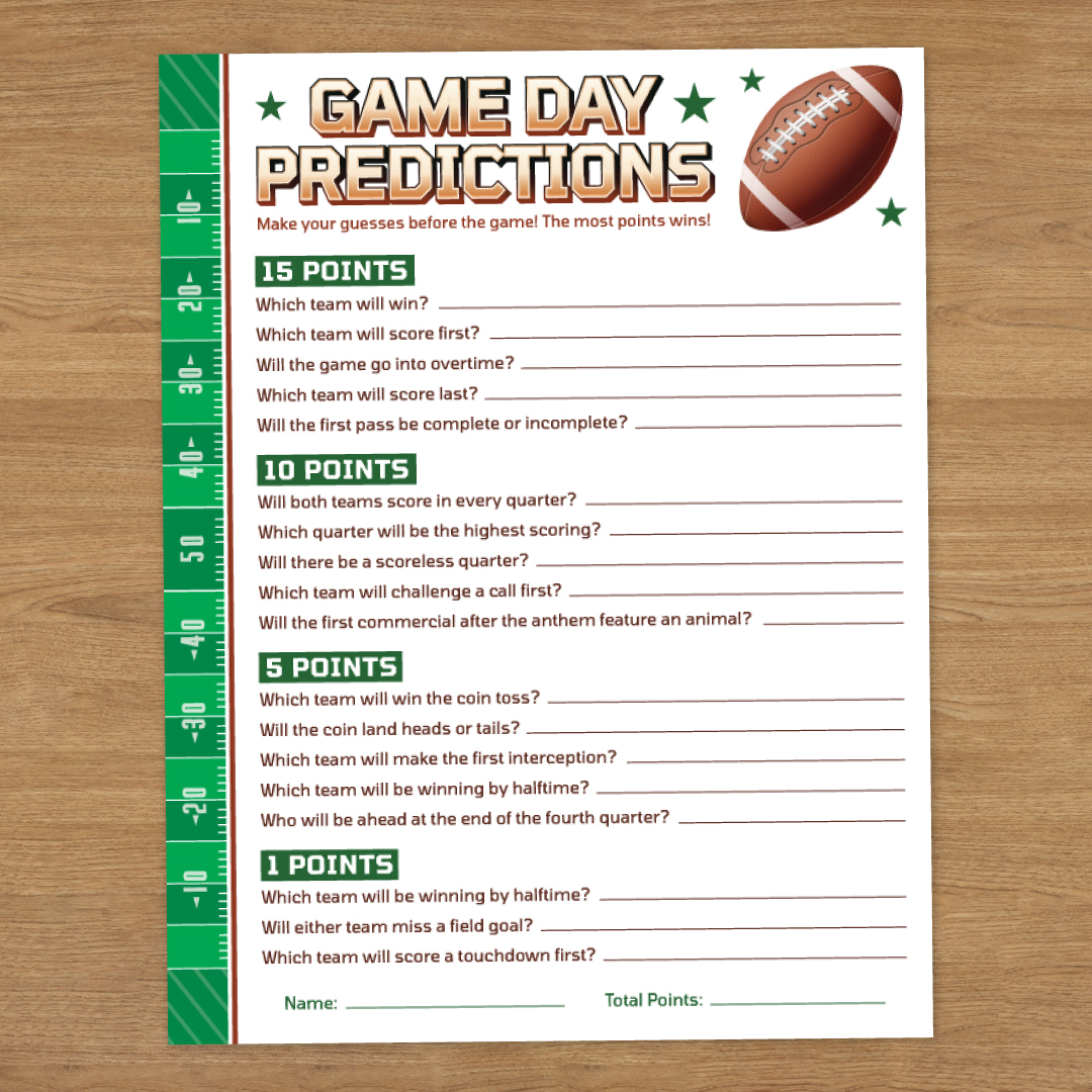 Football Predictions Game Sheet
