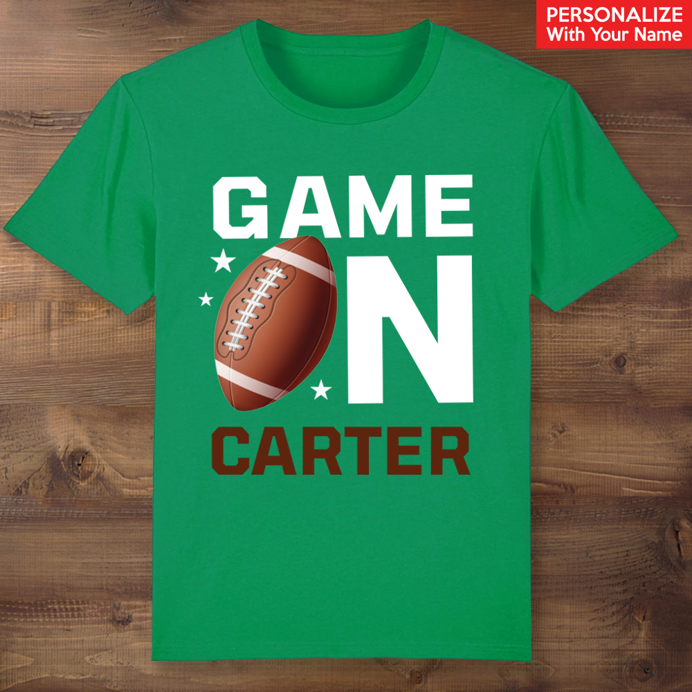 Football Game On Personalized Green T-shirt