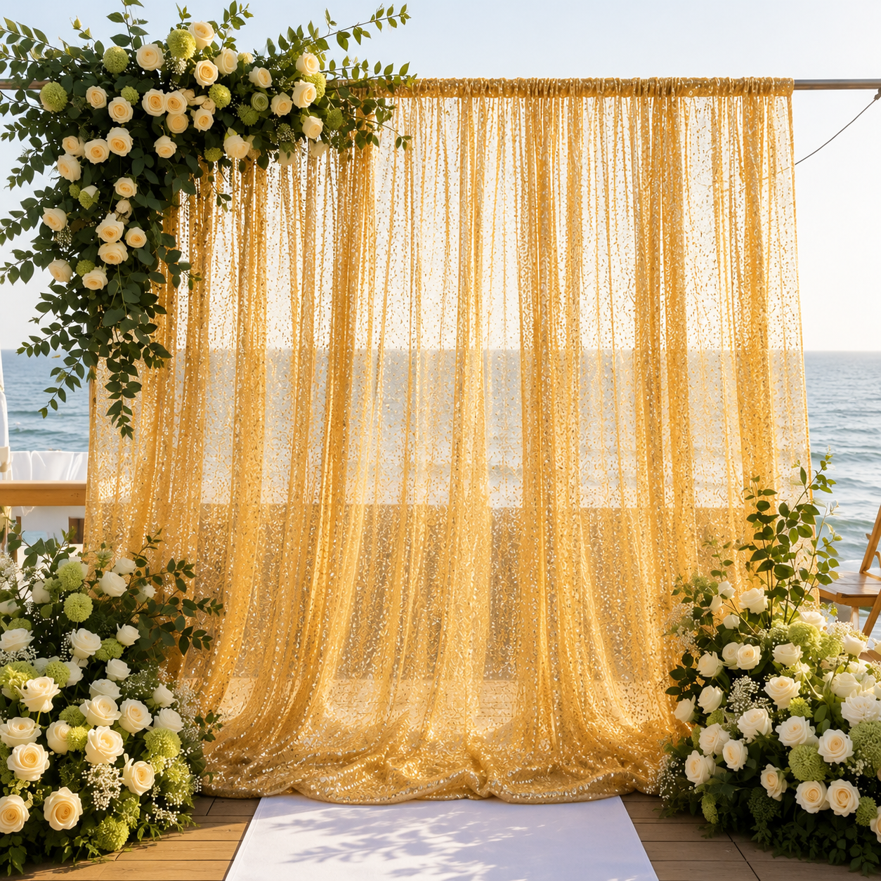 Gold Sequin Fabric Backdrop Curtain