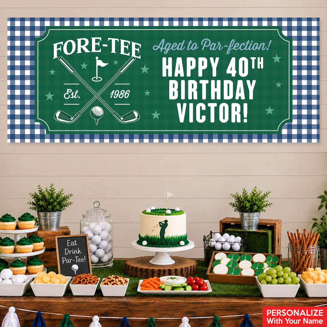 Golf 40th Birthday Personalized Giant Vinyl Banner – 54