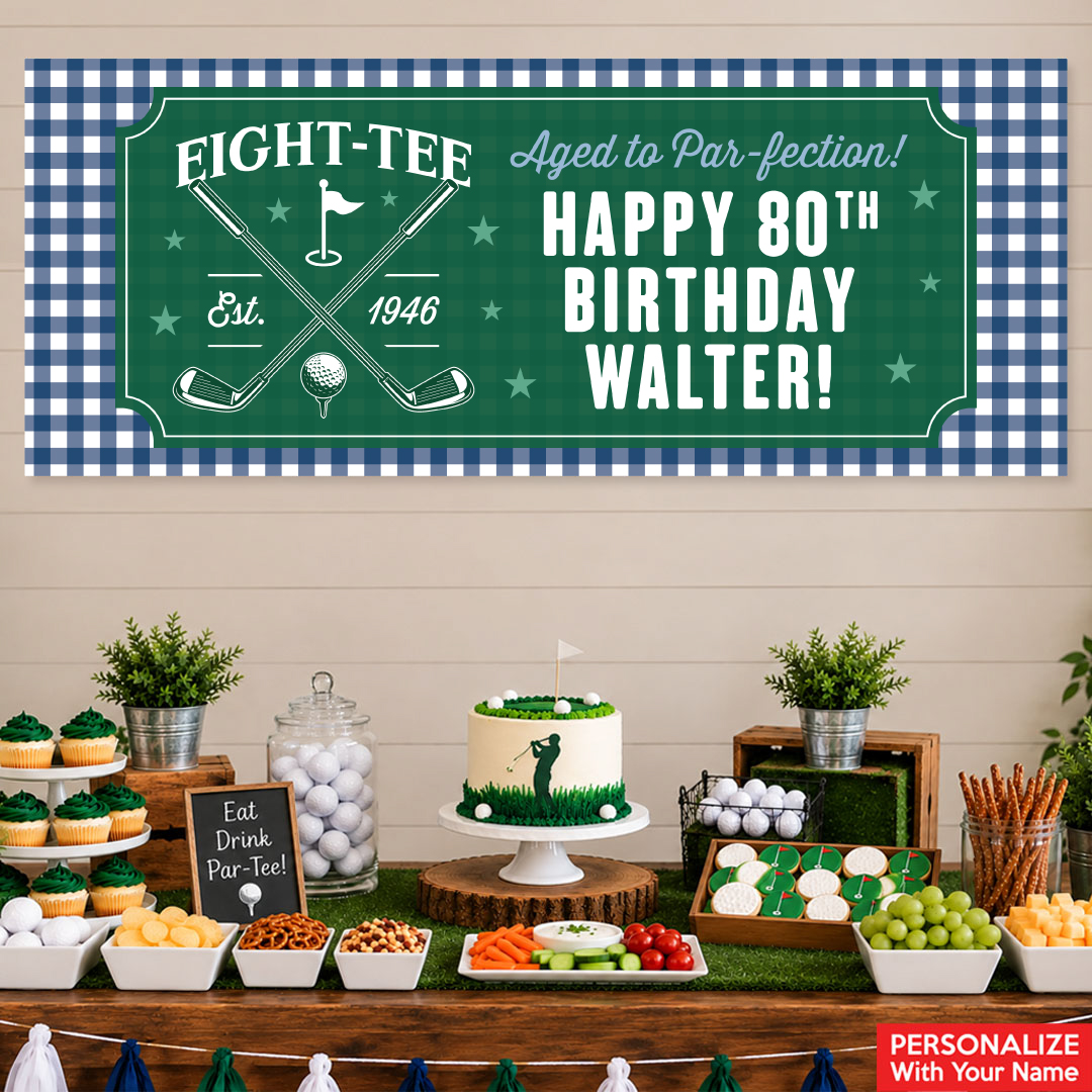 Golf 80th Birthday Personalized Giant Vinyl Banner – 54