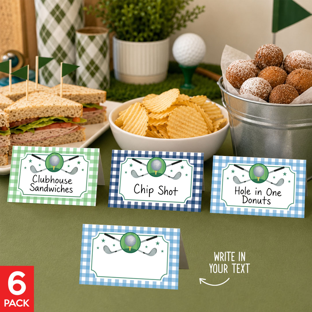 Golf Party Food Label Tent Cards 6 Pack