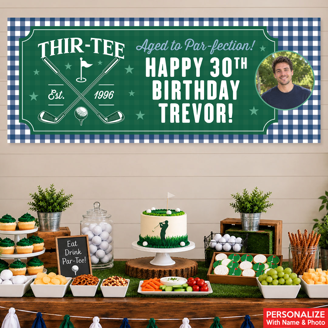 Golf 30th Birthday Personalized Photo Giant Vinyl Banner – 54