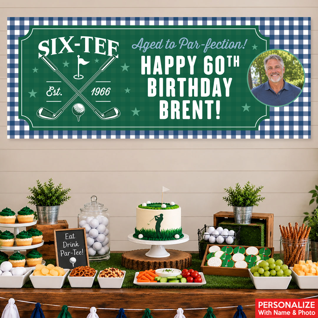 Golf 60th Birthday Personalized Photo Giant Vinyl Banner – 54
