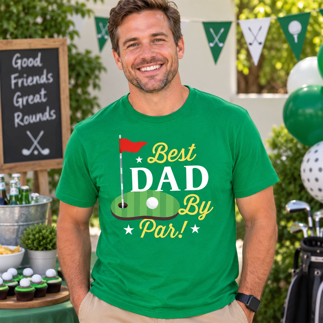Family Best Dad By Par Green T-shirt