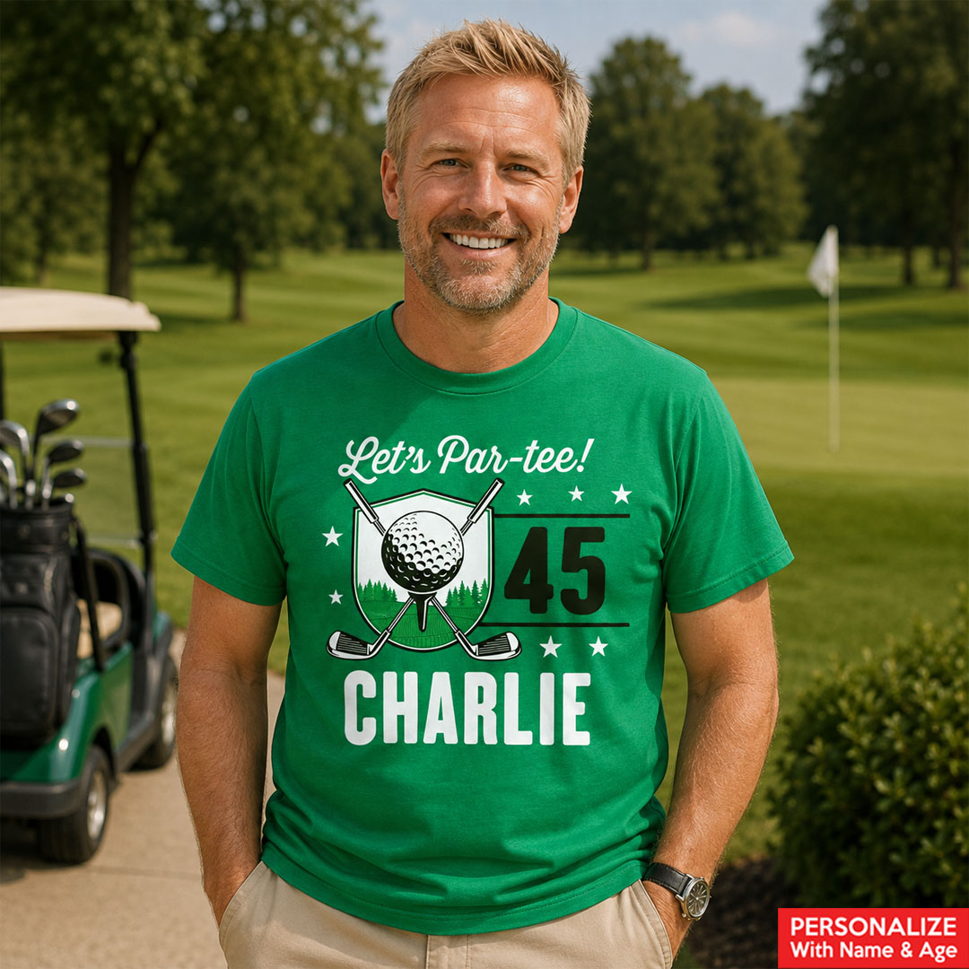 Golf Birthday Personalized Name Green T-shirt