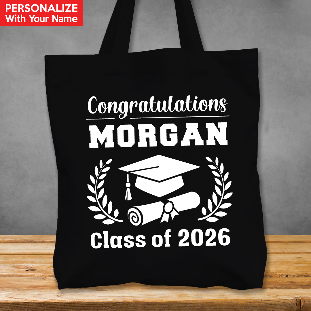 Grad XL Personalized Name Black Tote