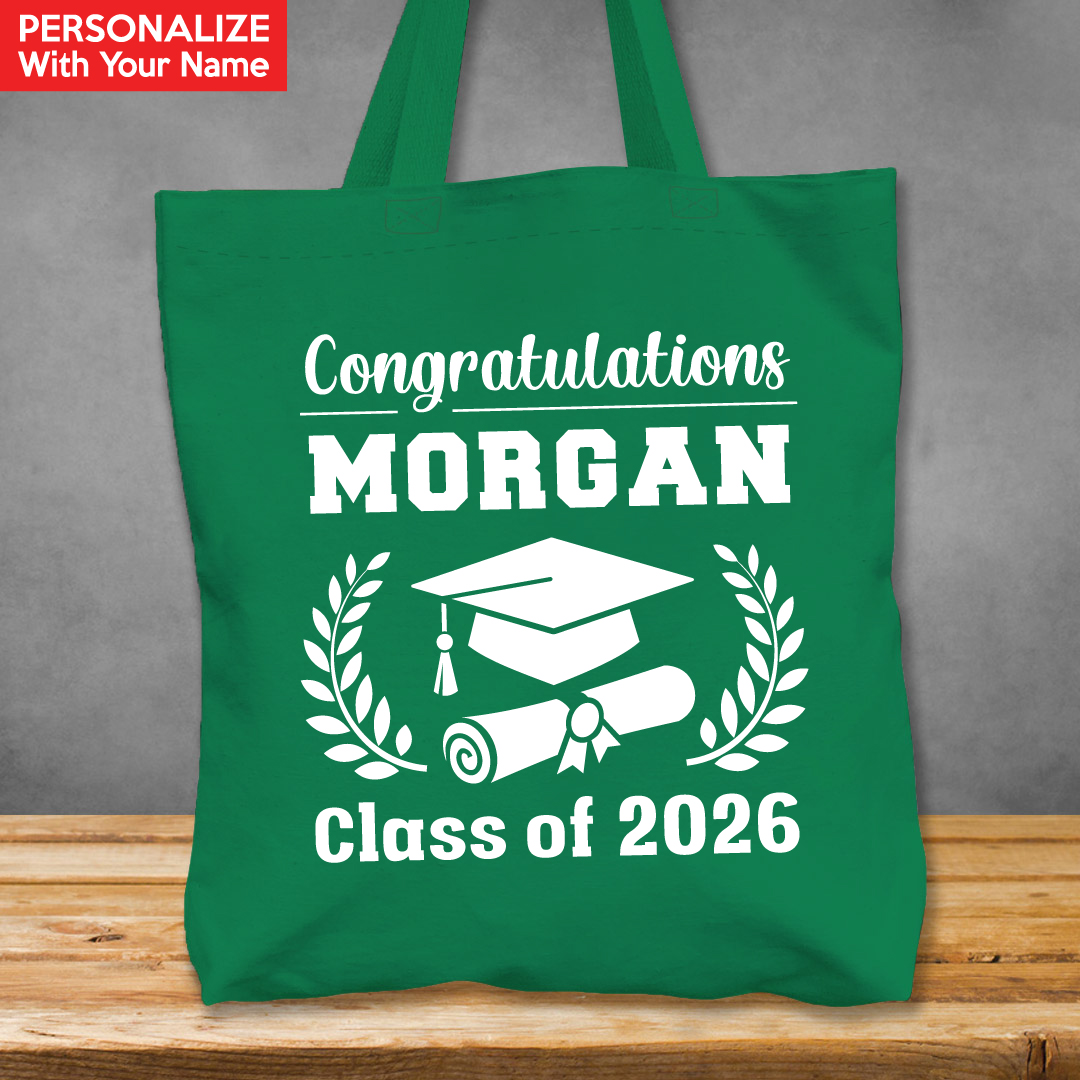 Grad XL Personalized Name Green Tote