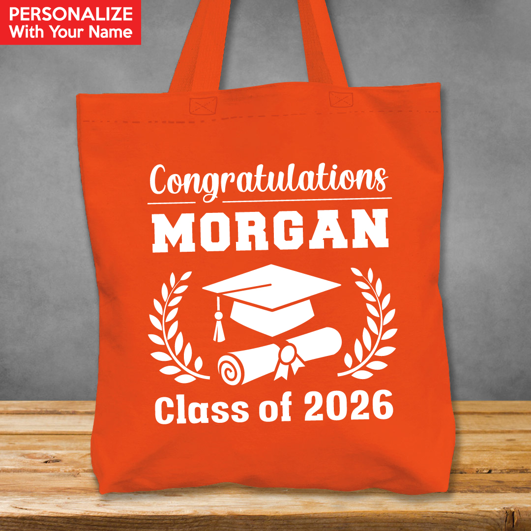 Grad XL Personalized Name Orange Tote