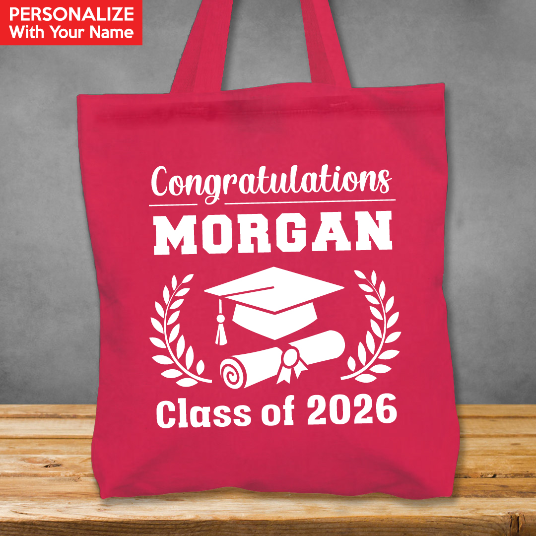 Grad XL Personalized Name Pink Tote