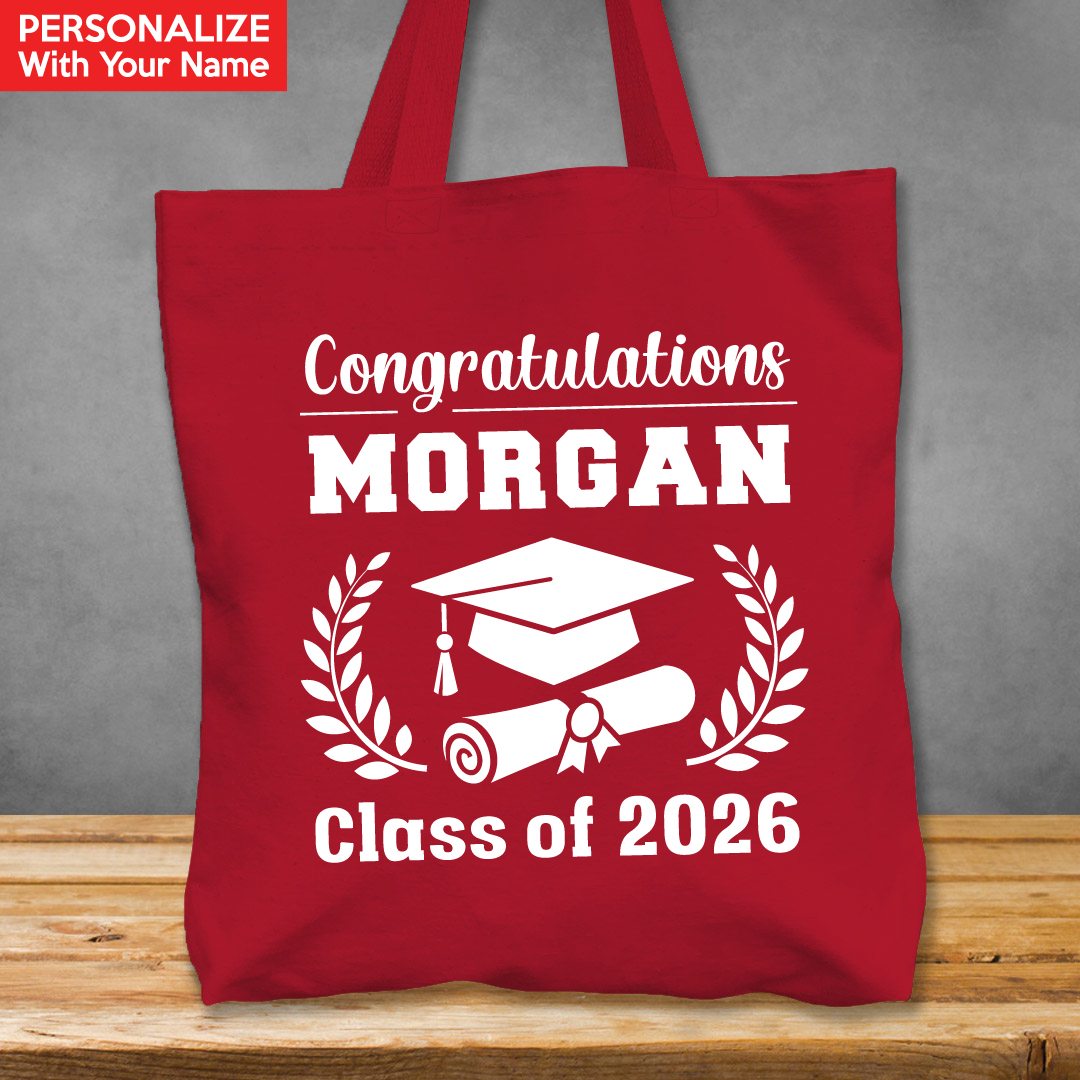 Grad XL Personalized Name Red Tote